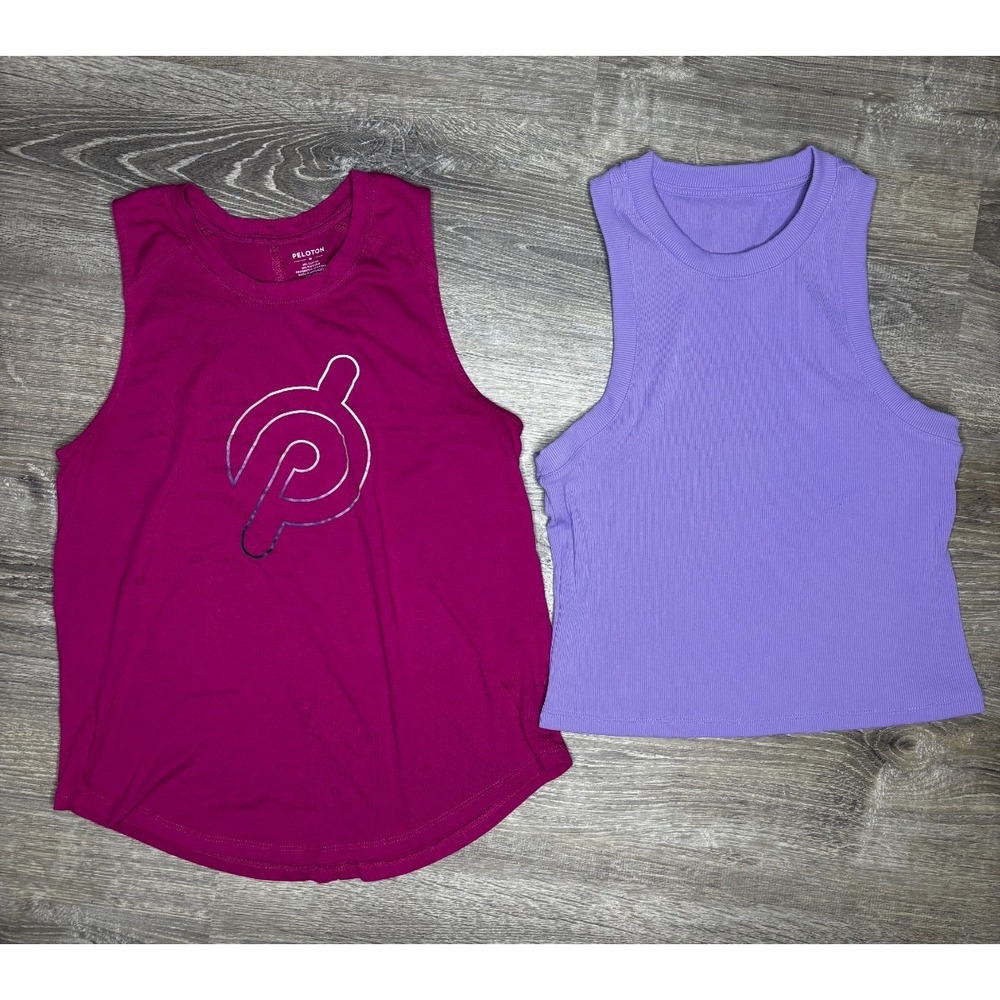 Peloton Women's Pink Purple Logo Tank Top Athletic Workout Fitness‎ Small Medium